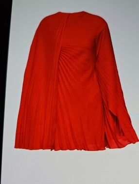 Valentino Red High-Low Pleated Dress